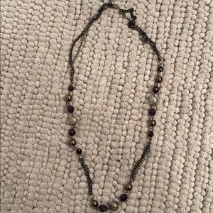 Purple and black long necklace